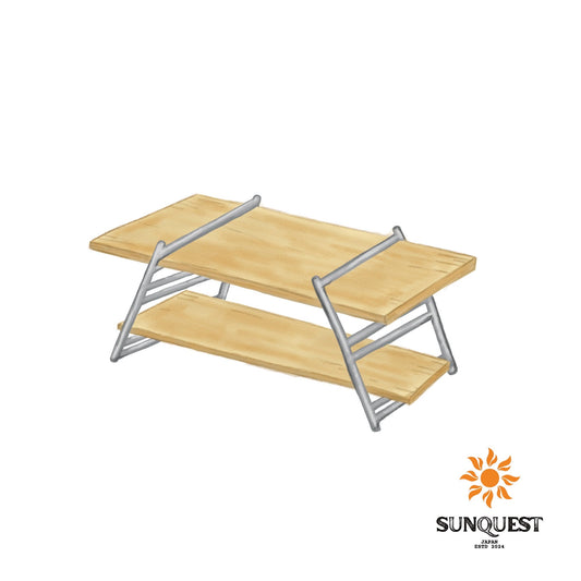 SUN QUESTの職人が一つ一つ手作りしている木製天板と錆びない脚のテーブル